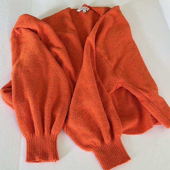 DAVI & DANI || Letters From Home Orange Oversize Cropped Cardigan. Sz. L - Picture 8 of 12